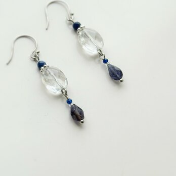 Iolite＊Crystal 雨雫ピアス　silver925の画像