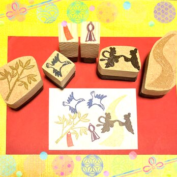 ⌘七夕はんこ〓【6点セット】5×2.5cm他の画像
