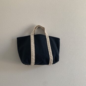帆布 BASIC TOTE (S) スモークネイビー×生成りの画像