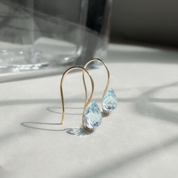 スカイブルートパーズ ドロップピアス 14KGF /Silver・イヤリングに金具変更可のコピーの画像