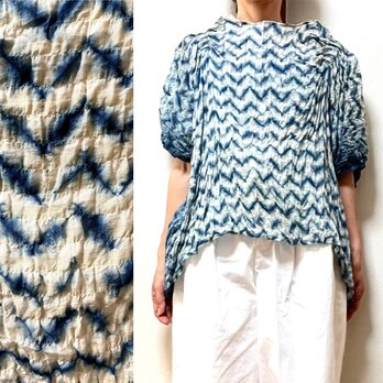 本藍染　きらめき絞り　コットンシャーリングトップスの画像
