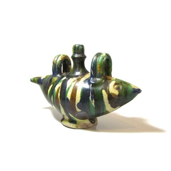 Early 19th Century Italian Ceramic Fish-Shaped Antique Flaskの画像