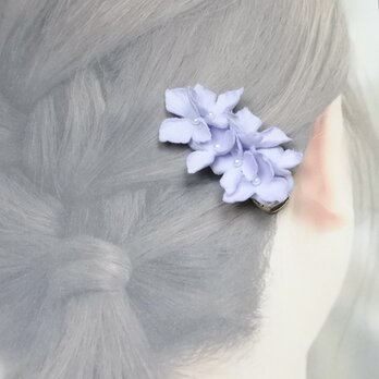 布花パール紫陽花＊ブロードのヘアクリップ ラベンダー 5-053の画像