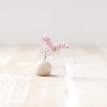 陶土の小さな花立て 桜花窯変釉 ＊ ドライフラワー付きの画像