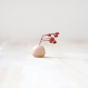陶土の小さな花立て 桜花窯変釉 ＊ ドライフラワー付き