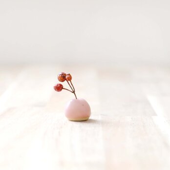 陶土の小さな花立て 桜花釉 ＊ ドライフラワー付きの画像