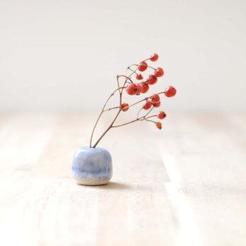 陶土の小さな花立て 紫陽花結晶釉 ＊ ドライフラワー付きの画像