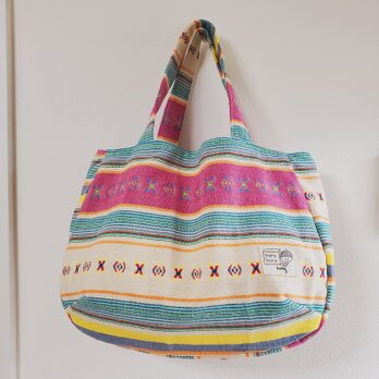 普段使いのマチたっぷりトートバッグ　メキシカンエスニックの画像
