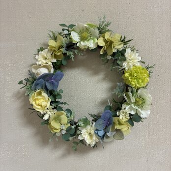 爽やかなクレマチスと紫陽花のリース♡の画像