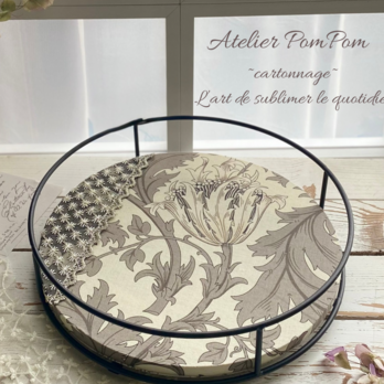 【Pom doux spécial】回転式アイアントレイ×カルトナージュ＊Anemone（white)の画像