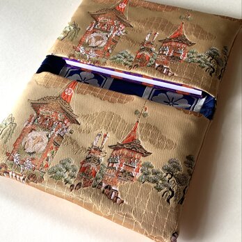 『鉾包』　金襴織物御朱印帳袋　六丁織　B6ダブルポケット　2冊用　鉾　祇園京都　祭り　悪鬼払い　御朱印帳ポーチ　ケース　桐生織物の画像