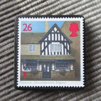 イギリス　伝統家屋切手ブローチ10479の画像