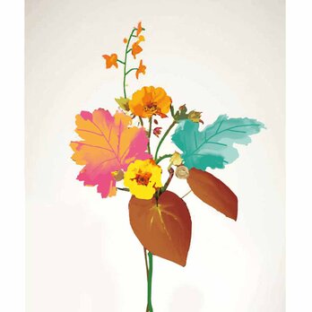 アートな切り花　花　送料無料 　イラスト　A4〜A0　ポスター　アートポスター　アートsei検索新着順　3543の画像