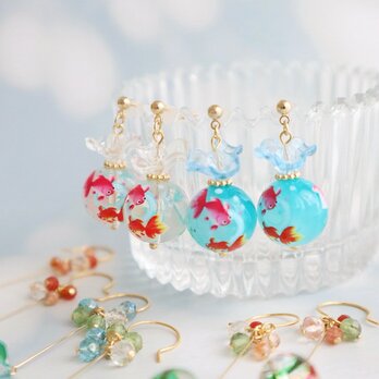 ＜夏祭り・浴衣に＞ 金魚ピアス/イヤリングの画像