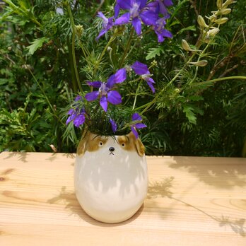 ワンコのフラワーポット(花びん)の画像