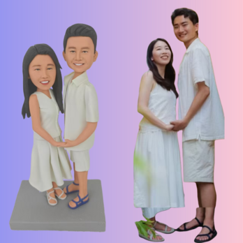 受注制作 ウエディングギフト 写真入り 結婚祝い 人形 フィギュア❤ケーキトッパー ❤肖像画 似顔絵❤カップル 両親❤周年記念の画像