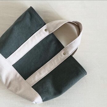 TOTE BAG -bicolor- (M) / armygreen × ecruの画像