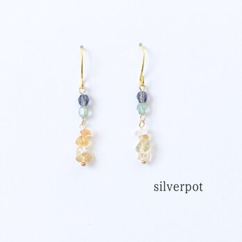 G40【天然石　11月の誕生石　シトリン】華やかイエローの大人ピアス（パーツ変更可能）の画像