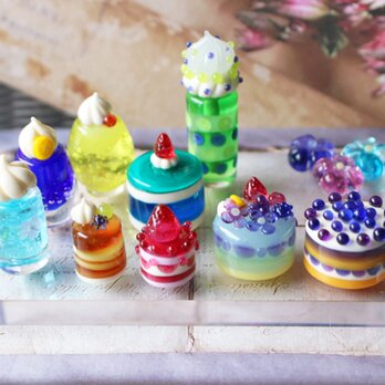 ガラスのミニチュア　夏スイーツセット　★ガラスのミニチュア喫茶店★の画像