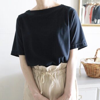 ボートネックTシャツ/ネイビーの画像