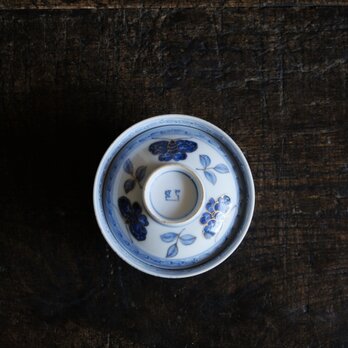 蝶とリーフ◆伊万里　染付金彩蓋付碗　骨董　古美術　古民家　骨董/antiques　明治時代の画像