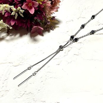 ステンレス 70cm* スギライト・モリオンのタイ風スライドチェーンネックレス　ペンダントの画像