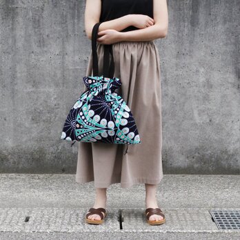 アフリカ布の巾着バッグ（アフリカンプリント）トート 大きめ