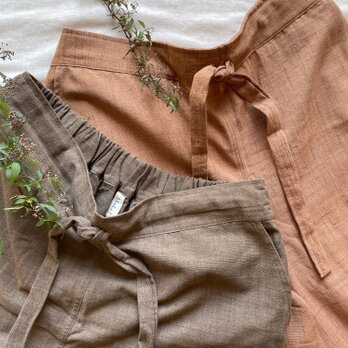 Handwoven Natural Dye Cotton Pants/草木染め手織りコットンワイドパンツの画像