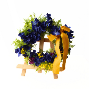 紫陽花とミモザのリース20cm｜枯れないアーティシャルフラワー（造花）｜父の日対応○の画像