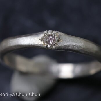 【超々激レア品】ノートリートメント　ローズカット　ピンクダイヤモンド・シルバーリング【ゆるし】