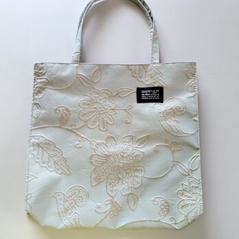 ★ペールグリーンの刺繍★ショルダー・トートバッグ★スカートとお揃いも★の画像