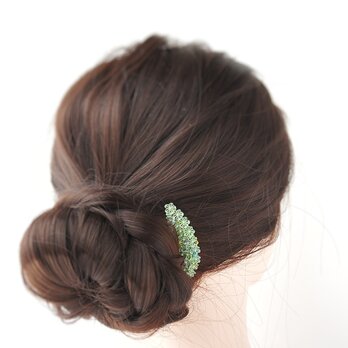 ヘアコーム 〔 ミントグリーン 〕  緑色 つまみ細工 パステルカラー  着物や浴衣の髪飾り 簪 シンプル プレゼントの画像