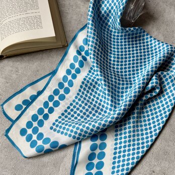 SC9-ヴィンテージスカーフ Italy Polka Dot Art Blue White Acetate 26"の画像