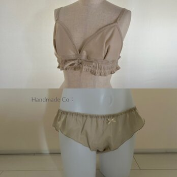 Choose！シンプルな、、ストレスフリー ブラ＆ショーツ : : beigeの画像