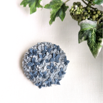 《1点のみ》刺繍ブローチ　ajisai ~Rainyblue~の画像