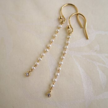 K18 Fresh water pearl  Dia Pierceの画像