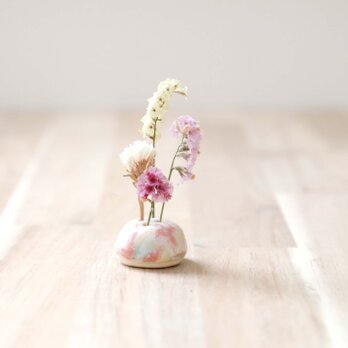 春色模様のボタン型花立て ＊ ドライフラワー付きの画像