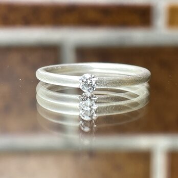 クリアー　ダイヤモンド　0.11ct　3.1㎜　plain　シルバーSV925リングの画像