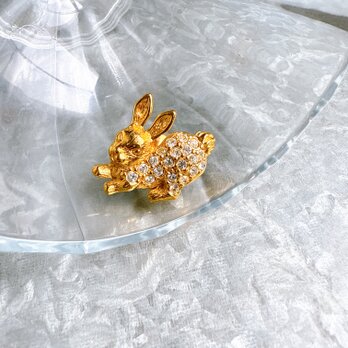 SCA49-【 AVON 】エイボン・ヴィンテージブローチピン 1990s " Rhinestone Bunny Pin "の画像