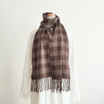 ヤクのヘリンボーンチェック柄マフラー