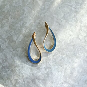 PA349-【 AVON 】エイボン・ヴィンテージピアス 1986  “Color Swirl”  Blue Coloredの画像