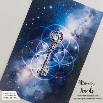 《銀河の扉を開く鍵》☘️シードオブライフ 神聖幾何学 星空 お財布に入る イラスト アート カード ｜防水・プラスチック製の画像