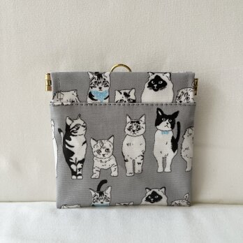 バネ口ラミネートポーチ　猫の画像