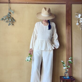 Double Gauze Cotton Wide Pants /ダブルガーゼコットンワイドパンツの画像