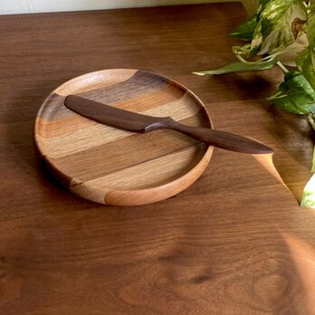 広葉樹の寄木　プレート　Φ16.8cm