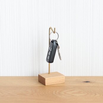 キースタンド【オーク×真鍮】おしゃれ シンプル かわいい 鍵スタンド アクセサリースタンドの画像