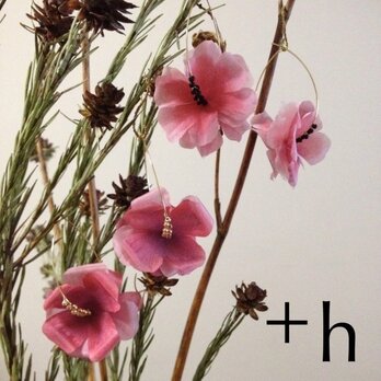 【ピアス(上)】Flower earrings PK×BKの画像