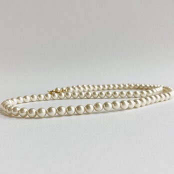 ガラスパールマチネーネックレス/5.5mm約60cm/ホワイトベージュ/G/made in japanの画像