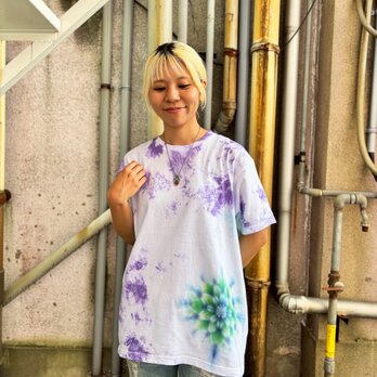 タイダイ Tシャツ Lサイズ 曼荼羅 パープル ムラ染め Hippies Dye HD24-20の画像