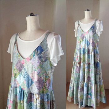 sold Y様ご予約品♥絵画なパッチワーク♥ハーブガーデン♥超ボリュームキャミワンピース♥マキシ丈